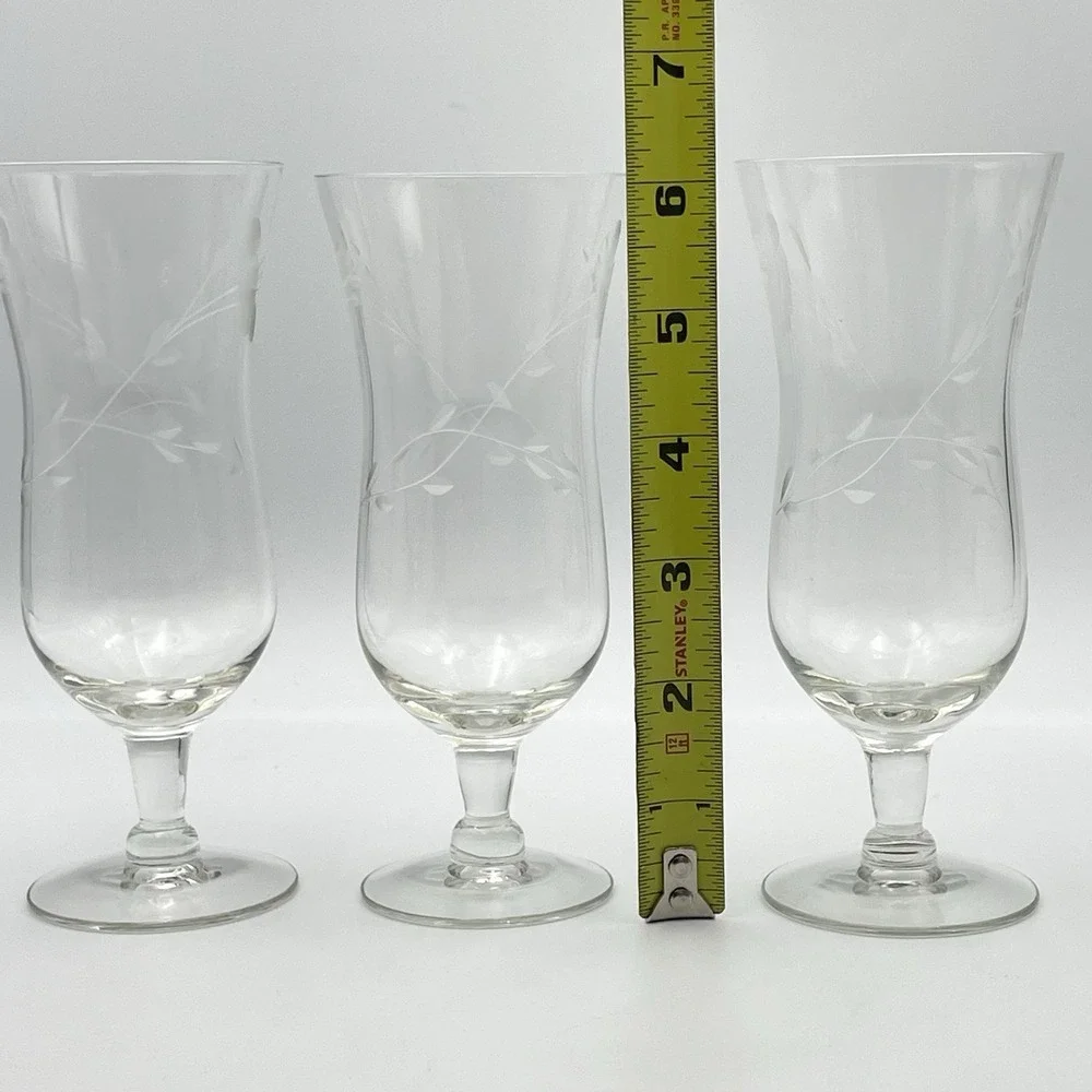 Princess House Heritage Etched Floral Parfait Dessert Glasses Set Of 3‎